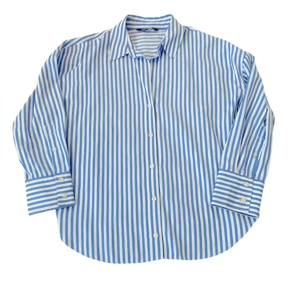 Zara Striped Oversized Poplin Button Down Shirt - Picture 4 of 9